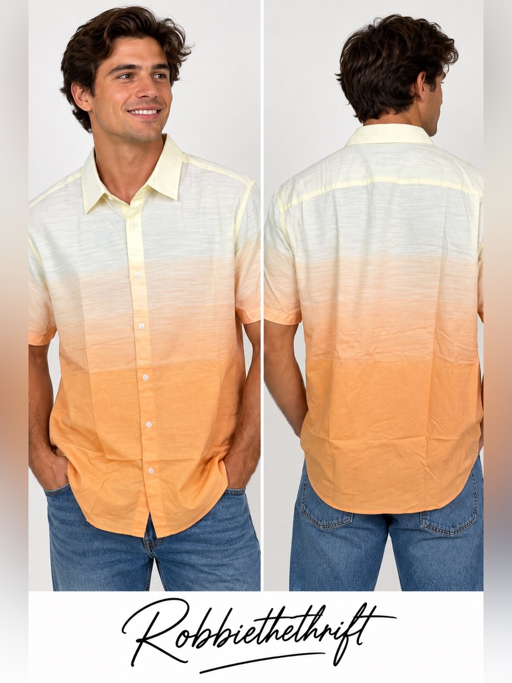 INC International Concepts Men's Dry Rub Ombre Button Up Shirt XXL